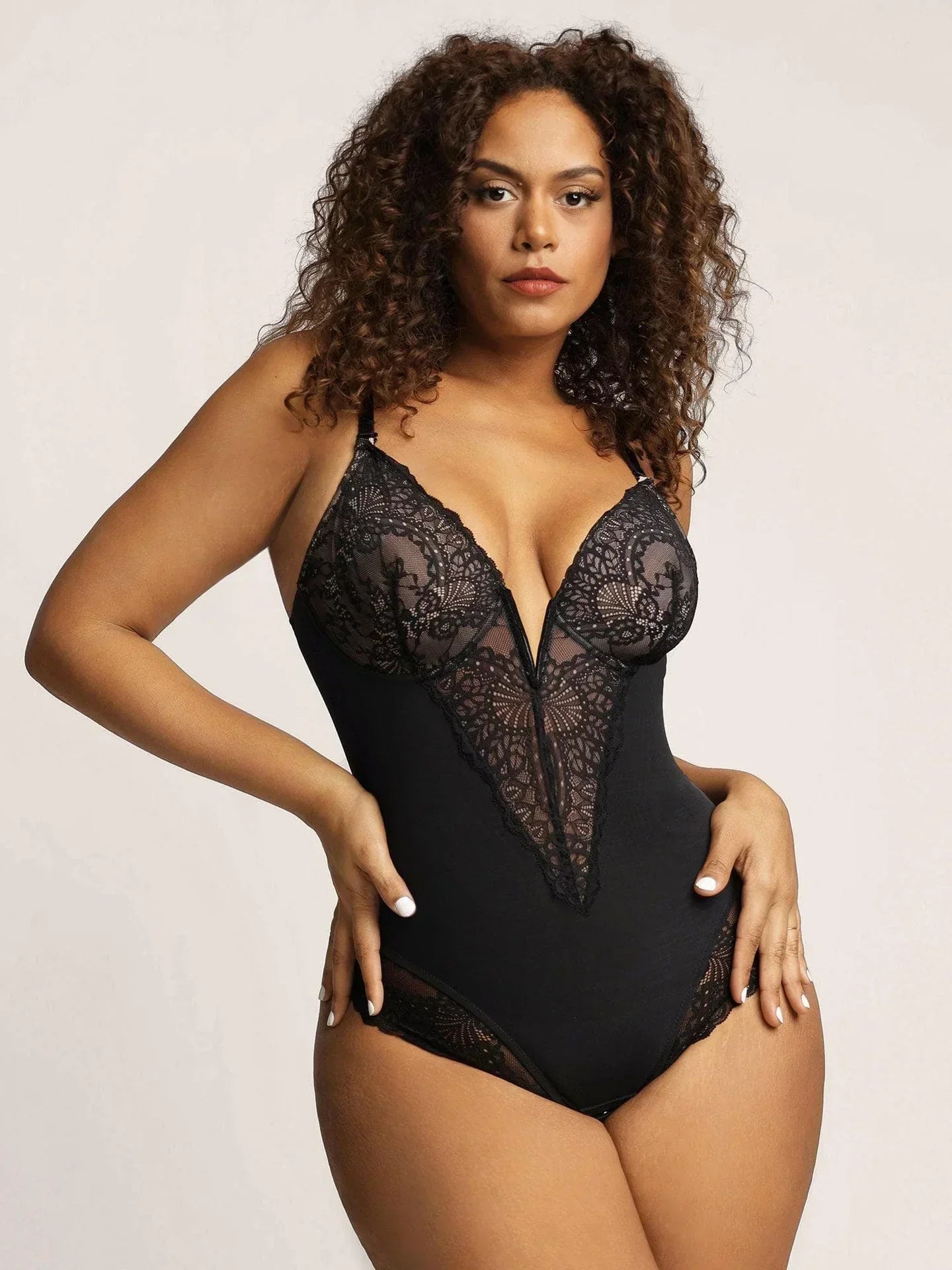 Savannah Shapewear Bodysuit With Deep V-Neckline