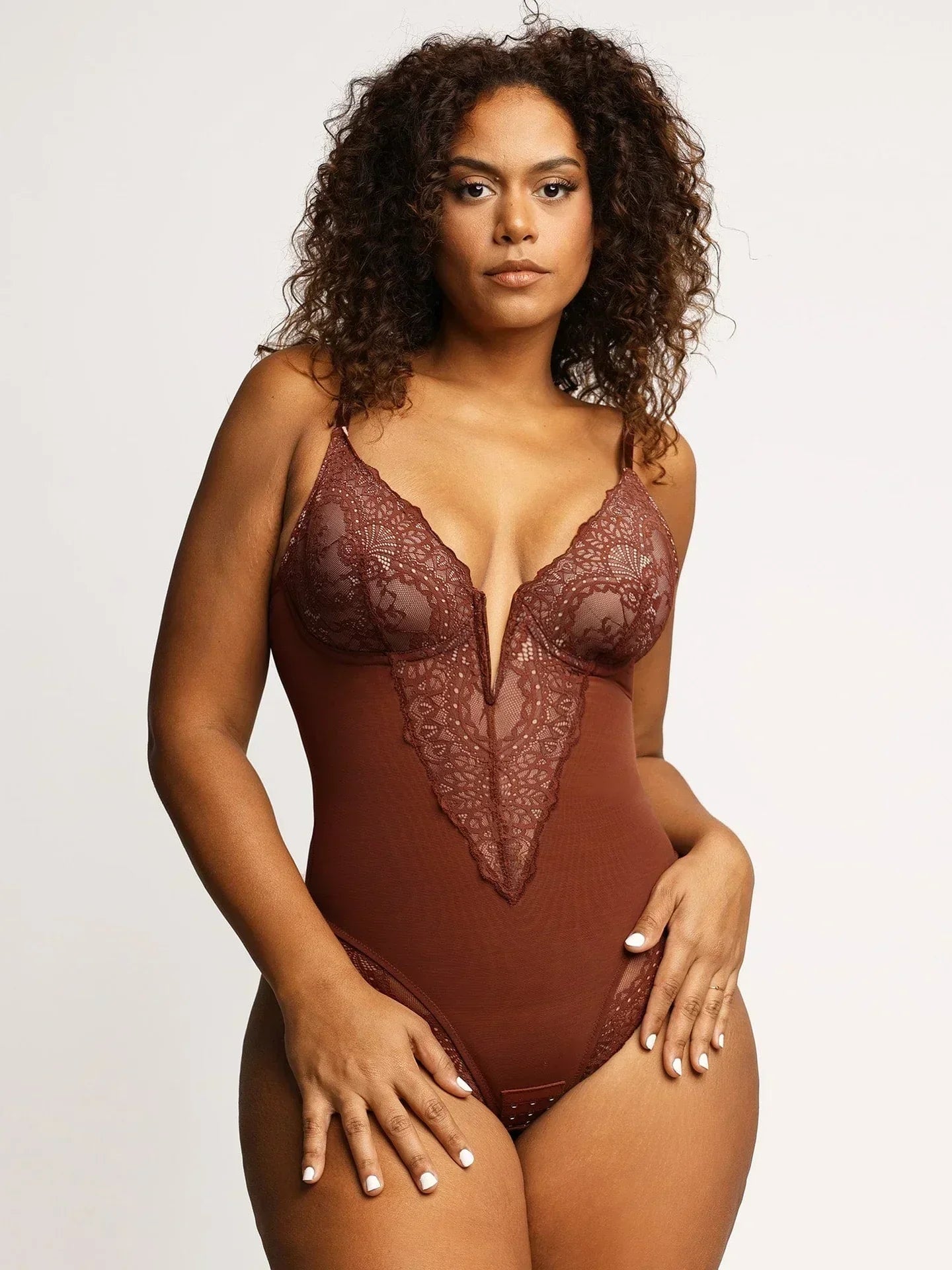 Savannah Shapewear Bodysuit With Deep V-Neckline