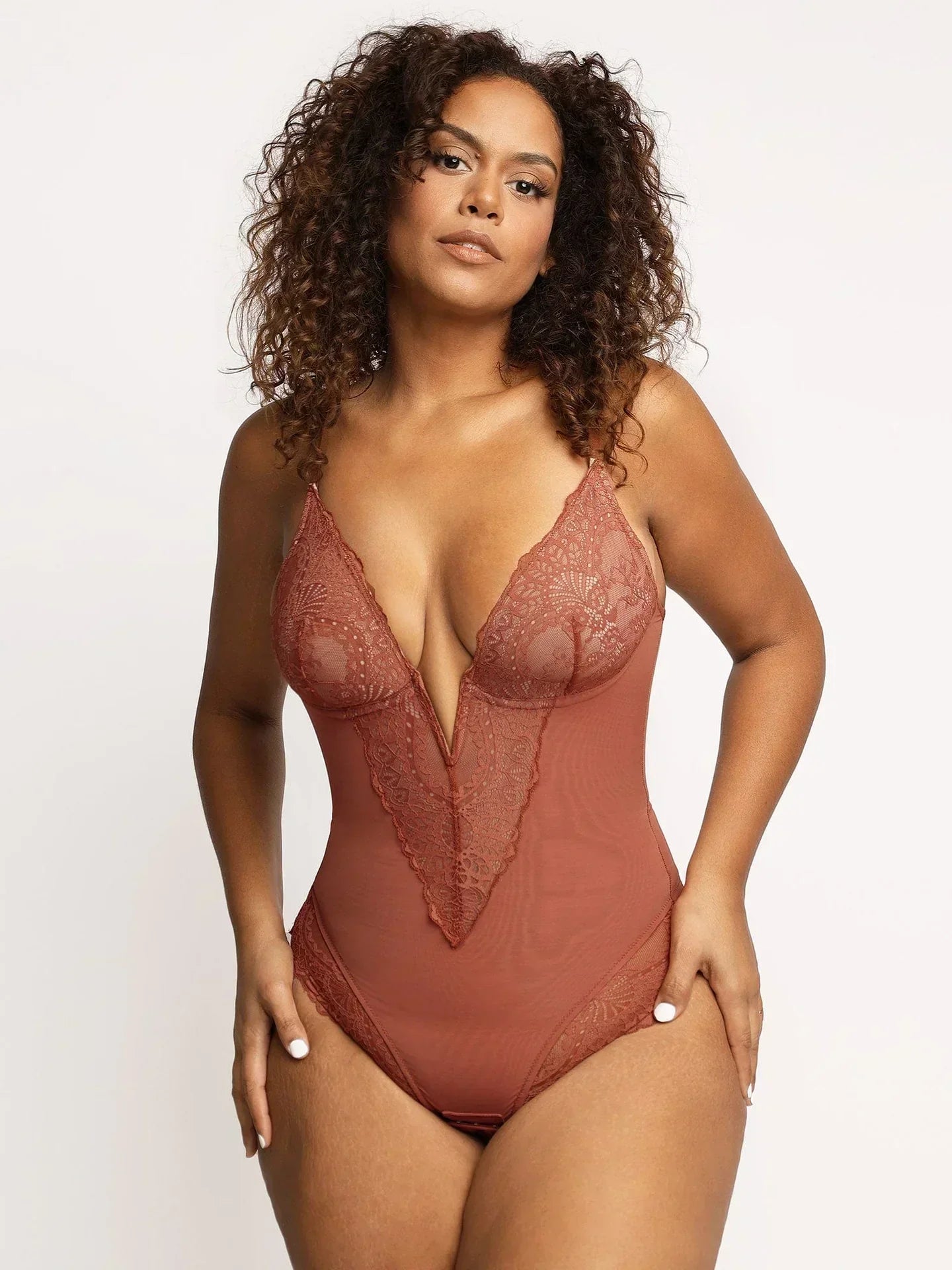 Savannah Shapewear Bodysuit With Deep V-Neckline