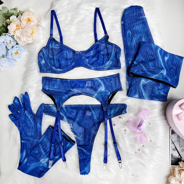 Serena 5-Piece Tie Dye Lingerie Set