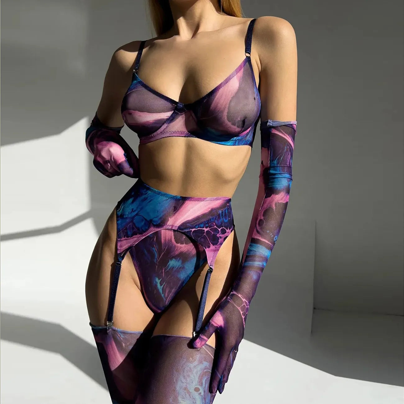 Serena 5-Piece Tie Dye Lingerie Set